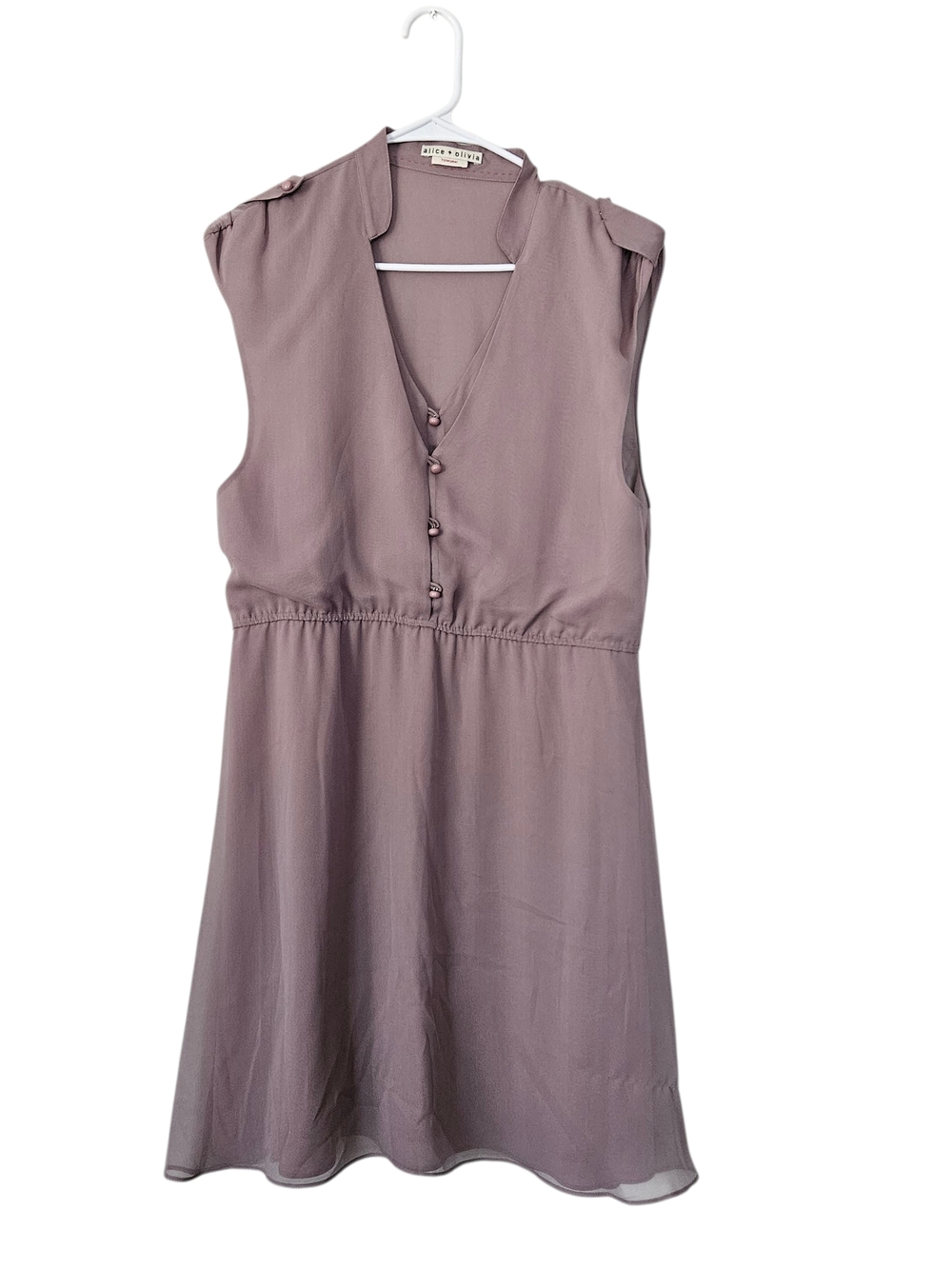 Alice + OliviaTowork Mauve Sleeveless V-Neck Button Dress Size M